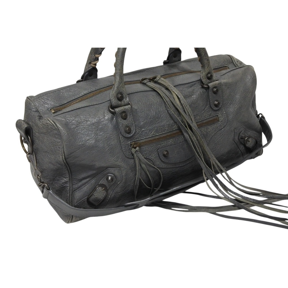 Balenciaga Leather THE gunmetal Gray Black Hardware Bag TWIGGY - Picture 4 of 9
